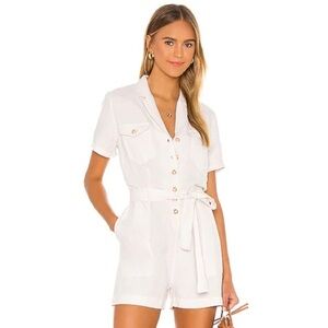 Rails Georgie Tie Waist Linen Romper in Stone